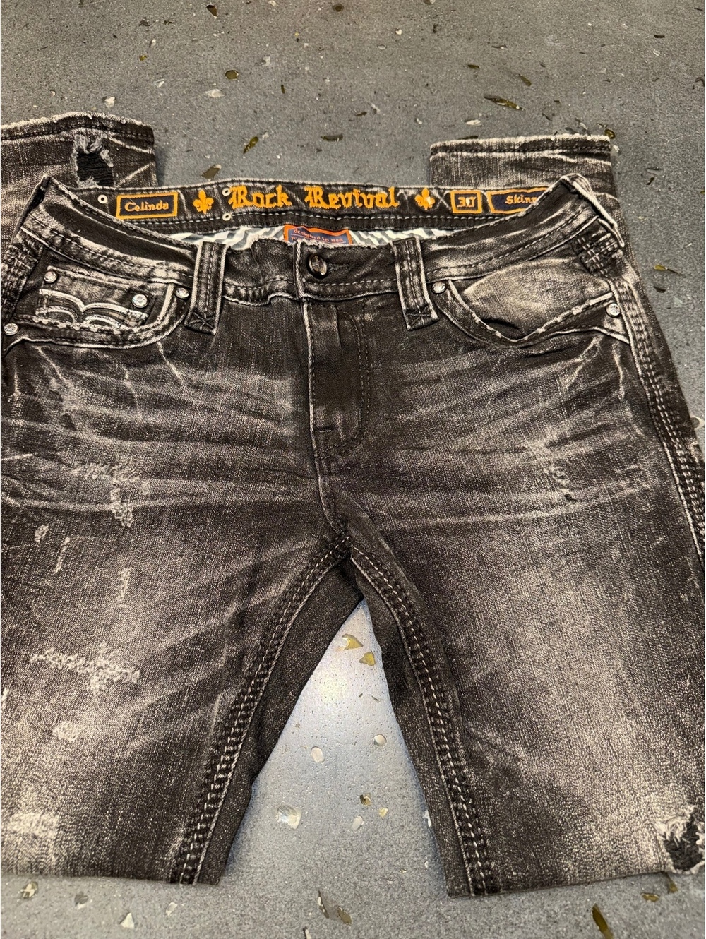 Rock Revival Celinda Skinny Jeans 30W Distressed Black Denim 30X32 [COPY]